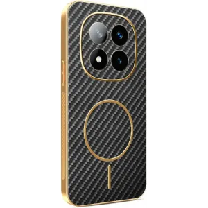 Coque arrière Phonesta Luxury Carbon Fiber avec MagSafe pour Xiaomi Redmi Note 14 Pro Plus - Noir