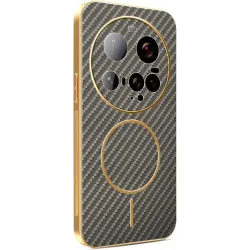 Coque arrière Phonesta Luxury Carbon Fiber avec MagSafe pour Xiaomi 15 Ultra - Marron