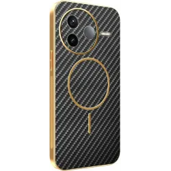 Coque arrière Phonesta Luxury Carbon Fiber avec MagSafe pour Xiaomi Poco F7 Pro - Noir