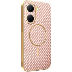 Coque arrière Phonesta Luxury Carbon Fiber avec MagSafe pour Xiaomi Poco X7 Pro - Rose