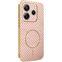 Coque arrière Phonesta Luxury Carbon Fiber avec MagSafe pour Xiaomi Redmi Note 14 4G 164.8mm - Rose