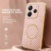 Coque arrière Phonesta Luxury Carbon Fiber avec MagSafe pour Xiaomi Redmi Note 14 4G 164.8mm - Rose 2