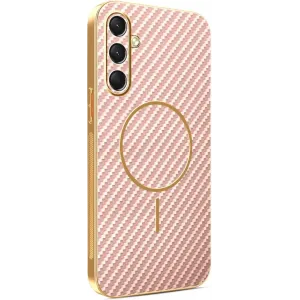 Coque arrière Phonesta Luxury Carbon Fiber avec MagSafe pour Samsung Galaxy A16 - Rose