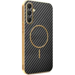 Coque arrière Phonesta Luxury Carbon Fiber avec MagSafe pour Samsung Galaxy A16 - Noir