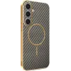 Coque arrière Phonesta Luxury Carbon Fiber avec MagSafe pour Samsung Galaxy S25 Plus/S24 Plus - Marron 0