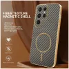Coque arrière Phonesta Luxury Carbon Fiber avec MagSafe pour Samsung Galaxy S25 Ultra - Marron 1