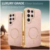 Coque arrière Phonesta Luxury Carbon Fiber avec MagSafe pour Samsung Galaxy S25 Ultra - Rose 3