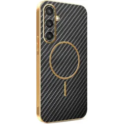 Coque arrière Phonesta Luxury Carbon Fiber avec MagSafe pour Samsung Galaxy S25/S24 - Noir