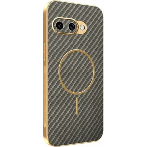 Coque arrière Phonesta Luxury Carbon Fiber avec MagSafe pour Google Pixel 9a - Marron