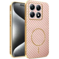 Coque arrière Phonesta Luxury Carbon Fiber avec MagSafe pour Xiaomi 15T - Rose
