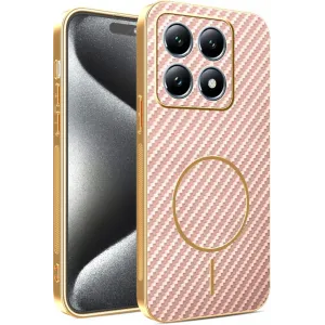 Coque arrière Phonesta Luxury Carbon Fiber avec MagSafe pour Xiaomi 15T - Rose