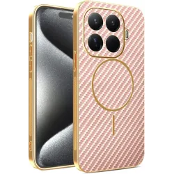 Coque arrière Phonesta Luxury Carbon Fiber avec MagSafe pour Xiaomi 15T Pro - Rose