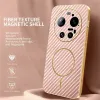 Coque arrière Phonesta Luxury Carbon Fiber avec MagSafe pour Xiaomi 17 Ultra - Rose 1