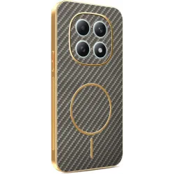 Coque arrière Phonesta Luxury Carbon Fiber avec MagSafe pour Xiaomi Redmi Note 15 4G/5G / Xiaomi Poco M8 - Marron