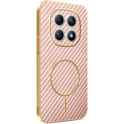 Coque arrière Phonesta Luxury Carbon Fiber avec MagSafe pour Xiaomi Redmi Note 15 4G/5G / Xiaomi Poco M8 - Rose