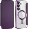 Coque portefeuille Phonesta Luxury Crystal avec MagSafe pour Samsung Galaxy S24 FE - Violet foncé