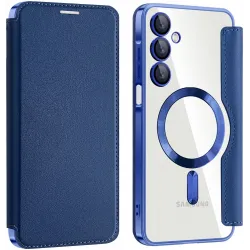 Coque portefeuille Phonesta Luxury Crystal avec MagSafe pour Samsung Galaxy A16 - Bleu foncé