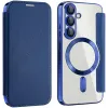 Coque portefeuille Phonesta Luxury Crystal avec MagSafe pour Samsung Galaxy S25/S24 - Bleu foncé