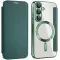 Coque portefeuille Phonesta Luxury Crystal avec MagSafe pour Samsung Galaxy S25/S24 - Vert foncé