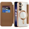 Coque portefeuille Phonesta Luxury Crystal avec MagSafe pour Samsung Galaxy S25 Plus/S24 Plus - Marron 2