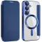 Coque portefeuille Phonesta Luxury Crystal avec MagSafe pour Samsung Galaxy S25 Plus/S24 Plus - Bleu foncé