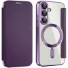 Coque portefeuille Phonesta Luxury Crystal avec MagSafe pour Samsung Galaxy S25 Plus/S24 Plus - Violet foncé
