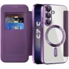 Coque portefeuille Phonesta Luxury Crystal avec MagSafe pour Samsung Galaxy S25 Plus/S24 Plus - Violet foncé 2