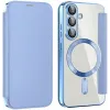 Coque portefeuille Phonesta Luxury Crystal avec MagSafe pour Samsung Galaxy S25 Plus/S24 Plus - Bleu clair