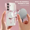 Coque portefeuille Phonesta Luxury Crystal avec MagSafe pour Samsung Galaxy S25 Plus/S24 Plus - Rose 4