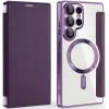 Coque portefeuille Phonesta Luxury Crystal avec MagSafe pour Samsung Galaxy S25 Ultra - Violet foncé