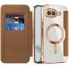 Coque portefeuille Phonesta Luxury Crystal avec MagSafe pour Google Pixel 9a - Marron 2