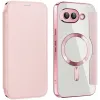 Coque portefeuille Phonesta Luxury Crystal avec MagSafe pour Google Pixel 9a - Rose