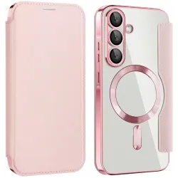Coque portefeuille Phonesta Luxury Crystal avec MagSafe pour Samsung Galaxy A36/A56 - Rose