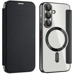 Coque portefeuille Phonesta Luxury Crystal avec MagSafe pour Samsung Galaxy A36/A56 - Noir