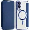 Coque portefeuille Phonesta Luxury Crystal avec MagSafe pour Samsung Galaxy S25 Edge - Bleu foncé