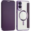 Coque portefeuille Phonesta Luxury Crystal avec MagSafe pour Samsung Galaxy S25 Edge - Violet foncé