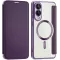 Coque portefeuille Phonesta Luxury Crystal avec MagSafe pour Samsung Galaxy S25 Edge - Violet foncé