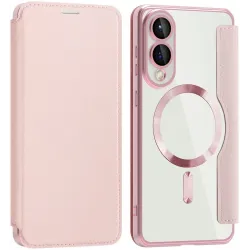 Coque portefeuille Phonesta Luxury Crystal avec MagSafe pour Samsung Galaxy S25 Edge - Rose