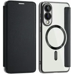 Coque portefeuille Phonesta Luxury Crystal avec MagSafe pour Samsung Galaxy S25 Edge - Noir