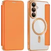 Coque portefeuille Phonesta Luxury Crystal avec MagSafe pour Samsung Galaxy S26 Plus - Orange 0