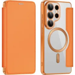 Coque portefeuille Phonesta Luxury Crystal avec MagSafe pour Samsung Galaxy S26 Ultra - Orange