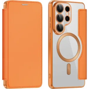 Coque portefeuille Phonesta Luxury Crystal avec MagSafe pour Samsung Galaxy S26 Ultra - Orange