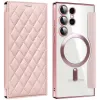 Coque portefeuille Phonesta Luxury Crystal Puffed avec MagSafe pour Samsung Galaxy S24 Ultra - Rose