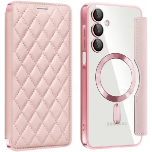 Coque portefeuille Phonesta Luxury Crystal Puffed avec MagSafe pour Samsung Galaxy A16 - Rose