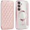 Coque portefeuille Phonesta Luxury Crystal Puffed avec MagSafe pour Samsung Galaxy S24 FE - Rose