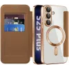 Coque portefeuille Phonesta Luxury Crystal Puffed avec MagSafe pour Samsung Galaxy S25 Plus/S24 Plus - Marron 2