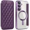 Coque portefeuille Phonesta Luxury Crystal Puffed avec MagSafe pour Samsung Galaxy S25 Plus/S24 Plus - Violet foncé