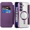 Coque portefeuille Phonesta Luxury Crystal Puffed avec MagSafe pour Samsung Galaxy S25 Plus/S24 Plus - Violet foncé 2