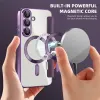 Coque portefeuille Phonesta Luxury Crystal Puffed avec MagSafe pour Samsung Galaxy S25 Plus/S24 Plus - Violet foncé 4