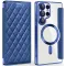 Coque portefeuille Phonesta Luxury Crystal Puffed avec MagSafe pour Samsung Galaxy S25 Ultra - Bleu foncé